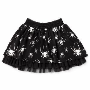 WIDOW Black Widow Spider Print Skater Skirt Goth Tulle Women’s M